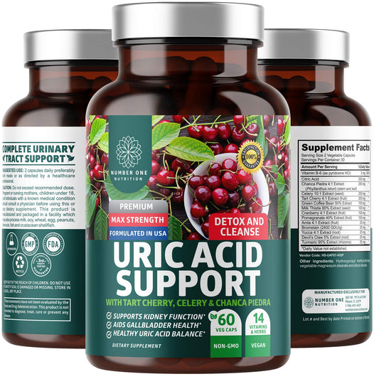 Hero image of N1N Premium Uric Acid Support Supplement bottle with 60 veggie capsules