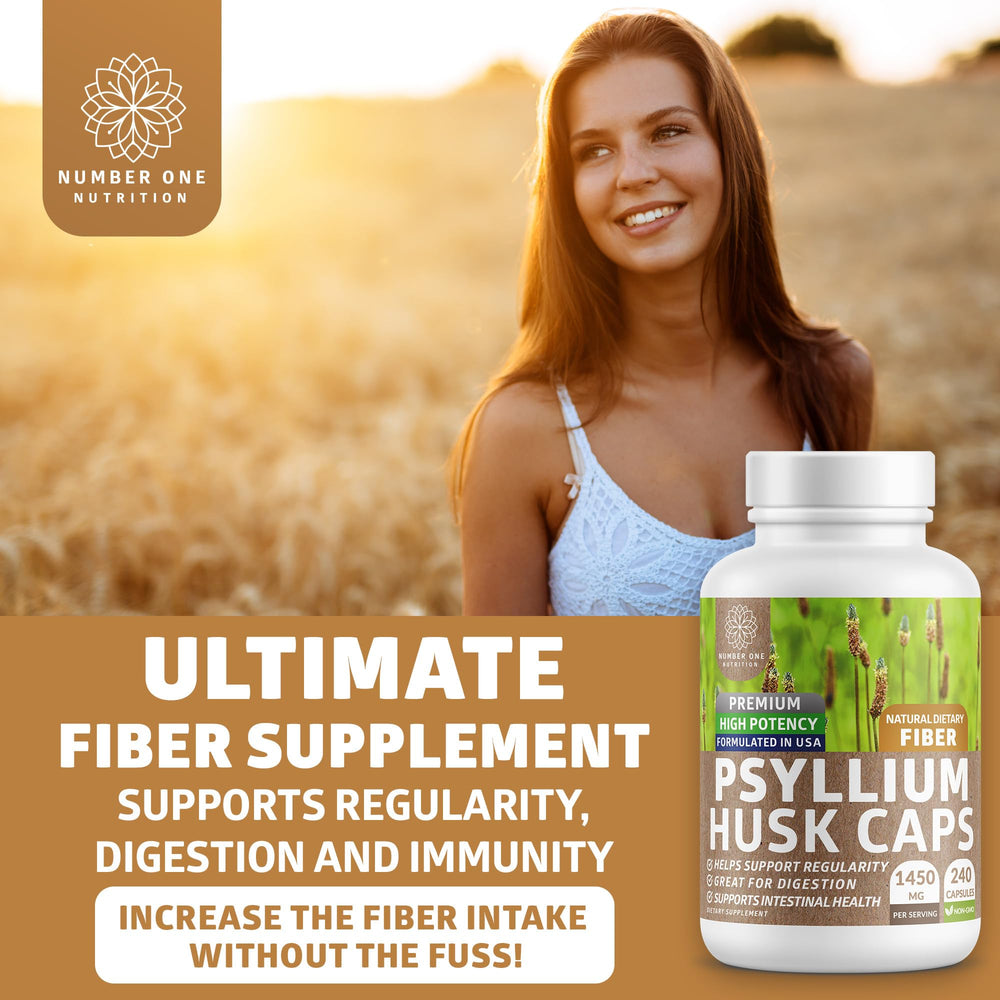 Close-up of psyllium husk capsule