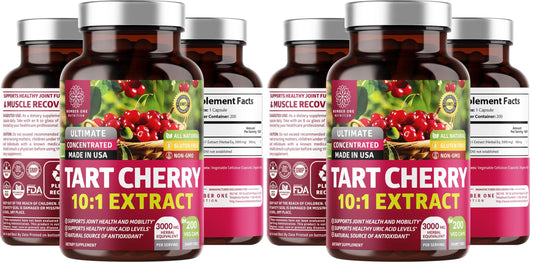 N1N Tart Cherry Extract Capsules – 200 vegan capsules per pack (Pack of 2).