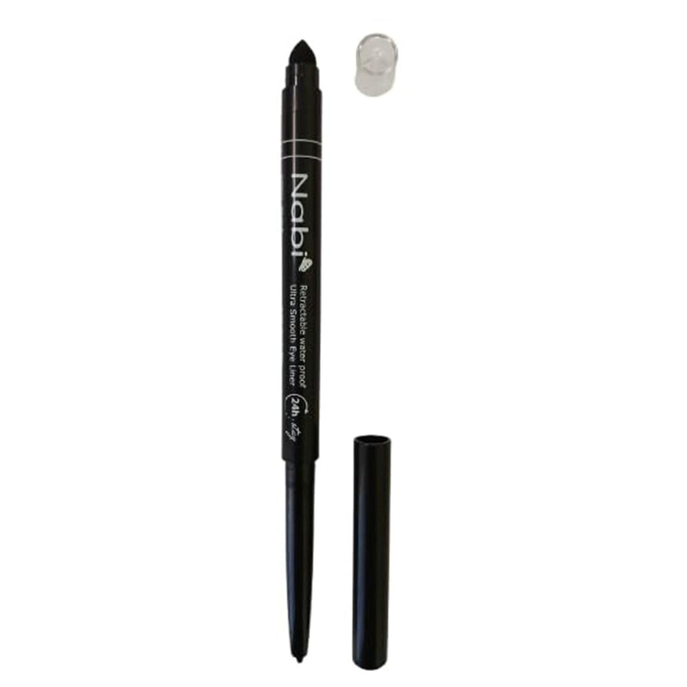 Nabi waterproof eyeliner demonstrates 24-hour wear and moisture resistance.
