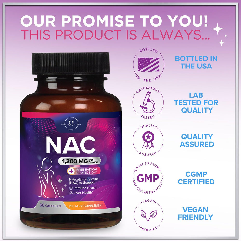 Supplement facts panel for NAC 1200mg