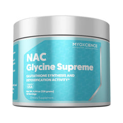 MYOXCIENCE NAC Glycine Supreme Peach-Pineapple flavor bottle with scoop
