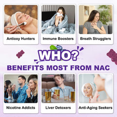 Serving suggestion showing two NAC gummies