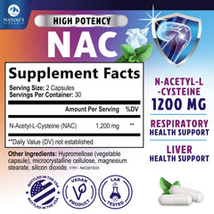 N-acetyl-L-cysteine 1200mg NAC USA 60 capsules image