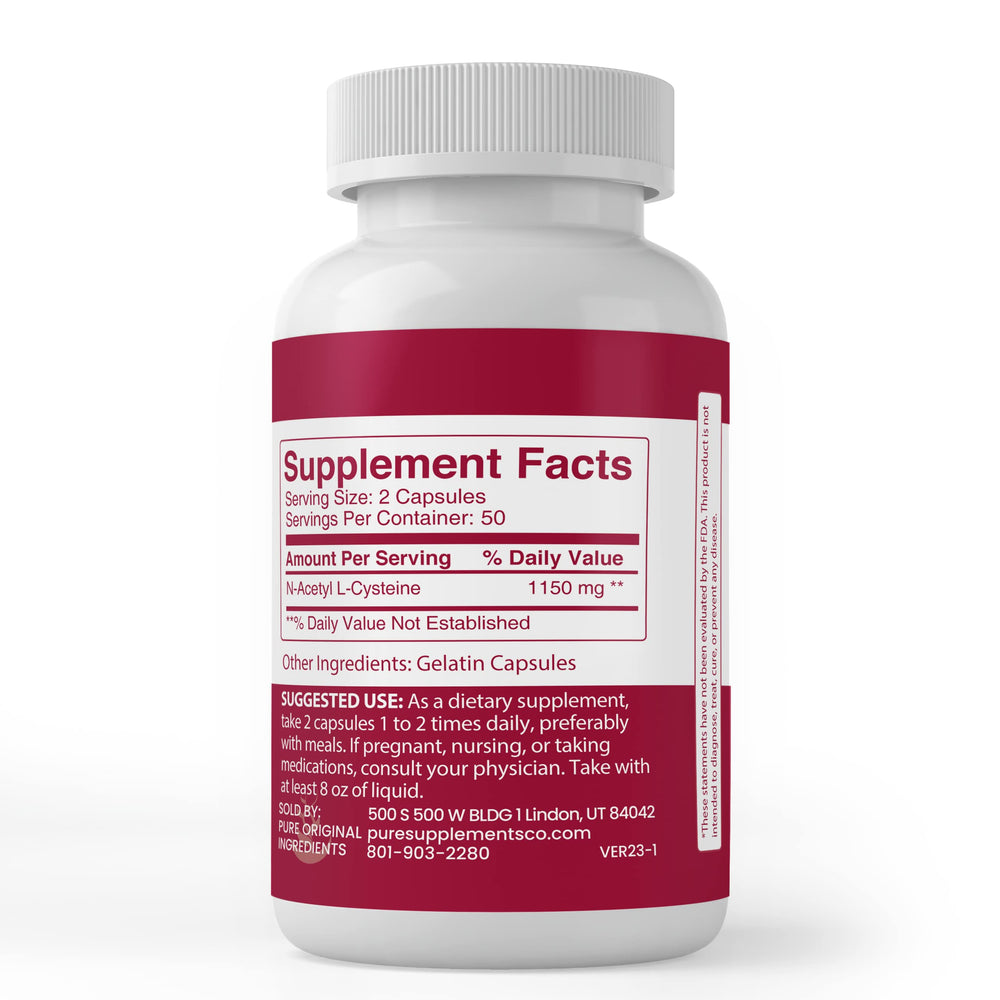 NAC capsules bottle with 100 capsules