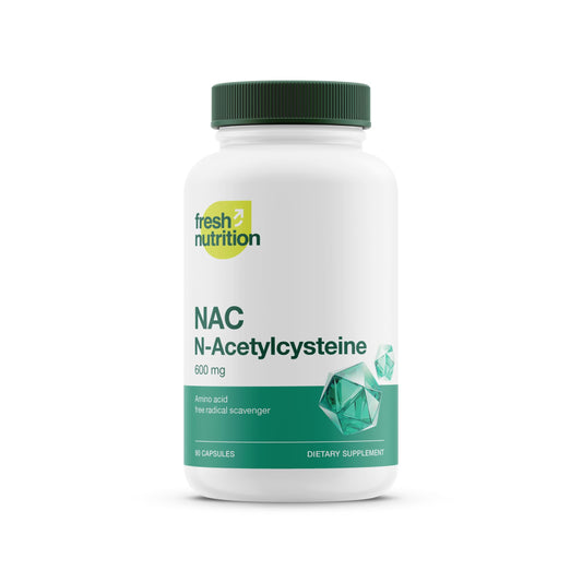 NAC Supplement bottle labeled 600mg – 90 vegan capsules