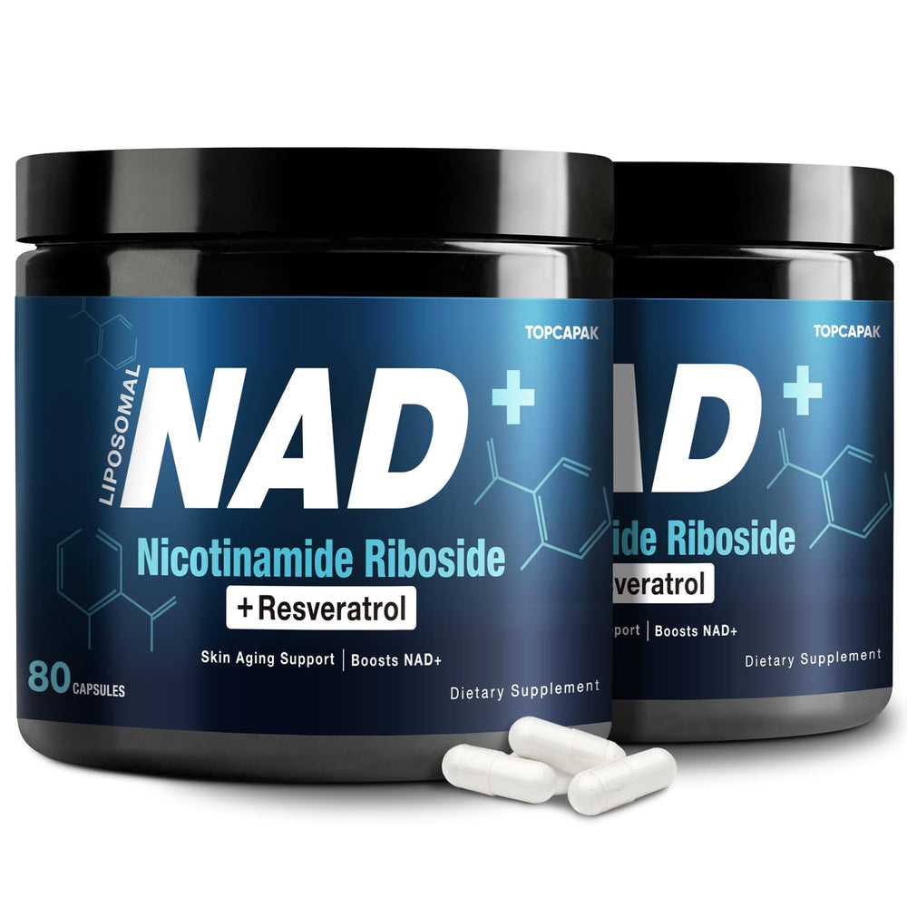 NAD+ supplement bottle showing 1000mg NR and Resveratrol (image 1)