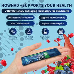Individual liquid dose sachets for the NAD+ anti-aging formula