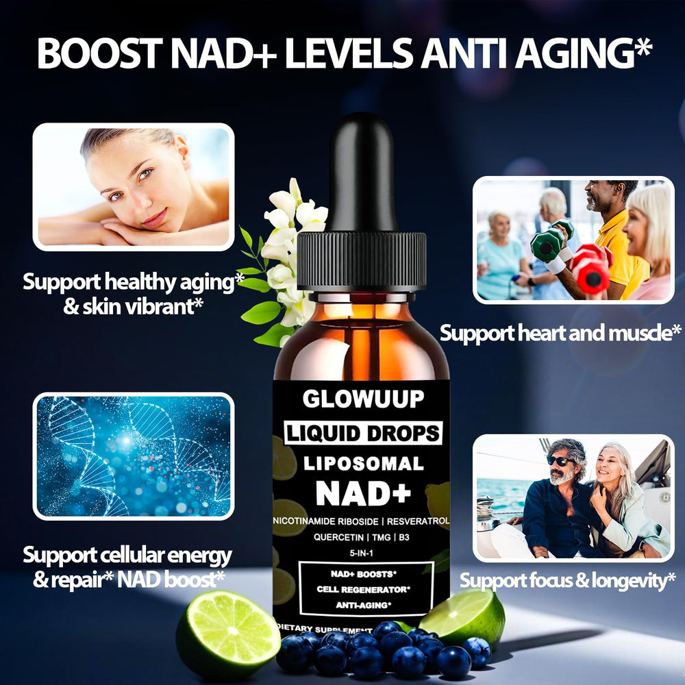 Close-up ingredients: NR, Trans-Resveratrol, Quercetin, TMG, Vitamin B3