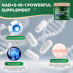 Bottle of NAD+ liposomal NMN capsules for energy and focus