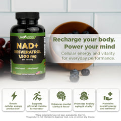 NAD+ and Resveratrol capsules close-up