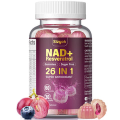 Bottle of NAD Resveratrol Gummies with 60 gummies