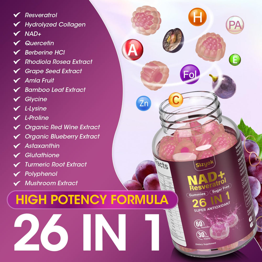 Sugar-free NAD Resveratrol Gummies packaging display