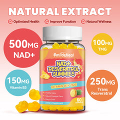 Ingredients label for NAD+ Resveratrol Gummies