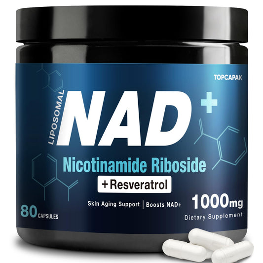 NAD+ supplement bottle 1000mg NR Resveratrol liposomal