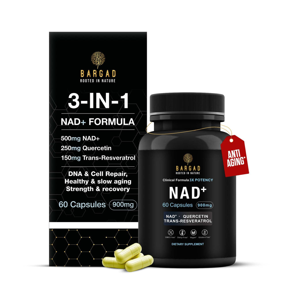 NAD+ supplement bottle with liposomal formulation and Resveratrol & Quercetin