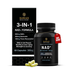 NAD+ supplement bottle with liposomal formulation and Resveratrol & Quercetin