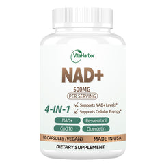 Front view of NAD Supplement 500mg bottle