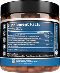 Close-up of Nicotinamide Riboside and Resveratrol ingredients