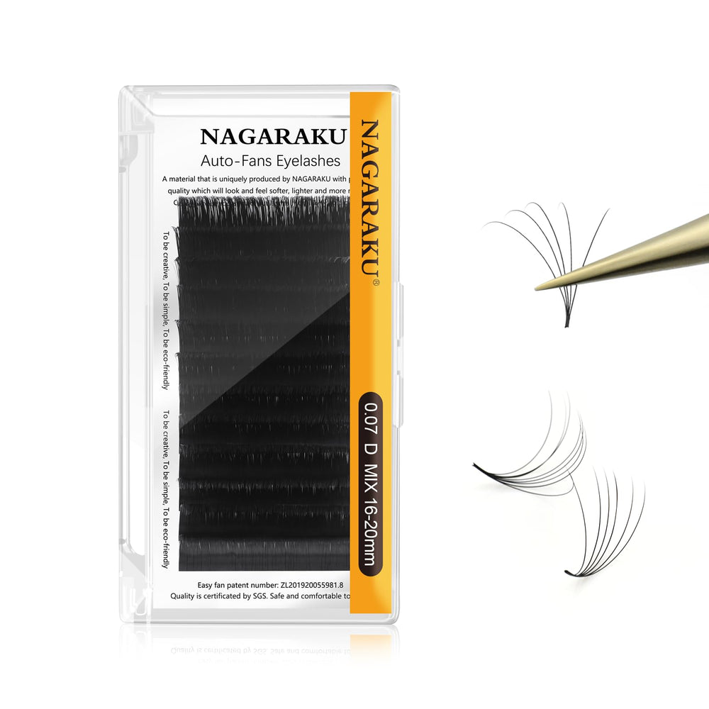 Nagaraku Easy Fan eyelash extensions premade fans for quick, natural-looking volume.