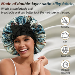 NAHOSY satin bonnet with adjustable tie band ensuring secure all-night comfort.