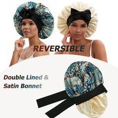 NAHOSY satin bonnet highlighting hair protection with satin surface to reduce friction.