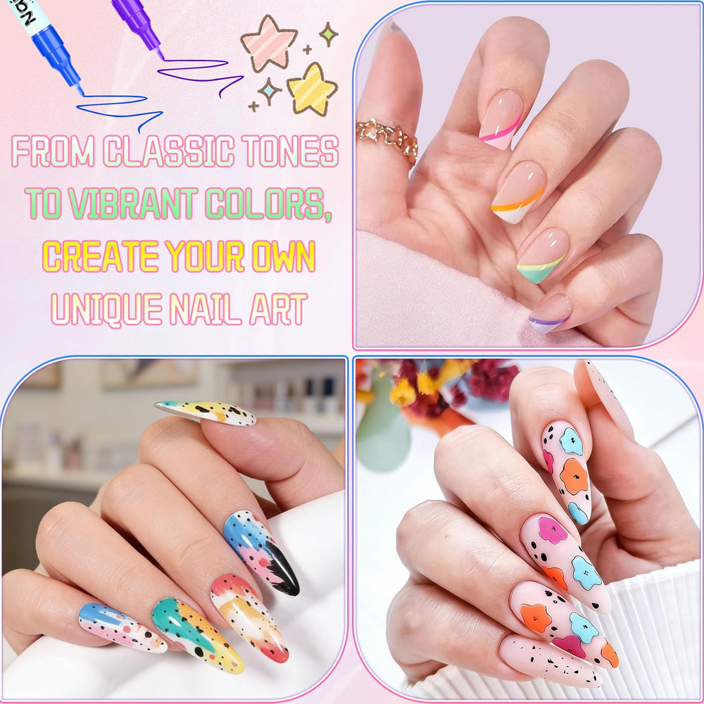 Nail art pens marker tips close-up, showcasing fine tips for precise lines.