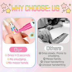 Nail art pens quick-drying ink ensures smooth, long-lasting designs.