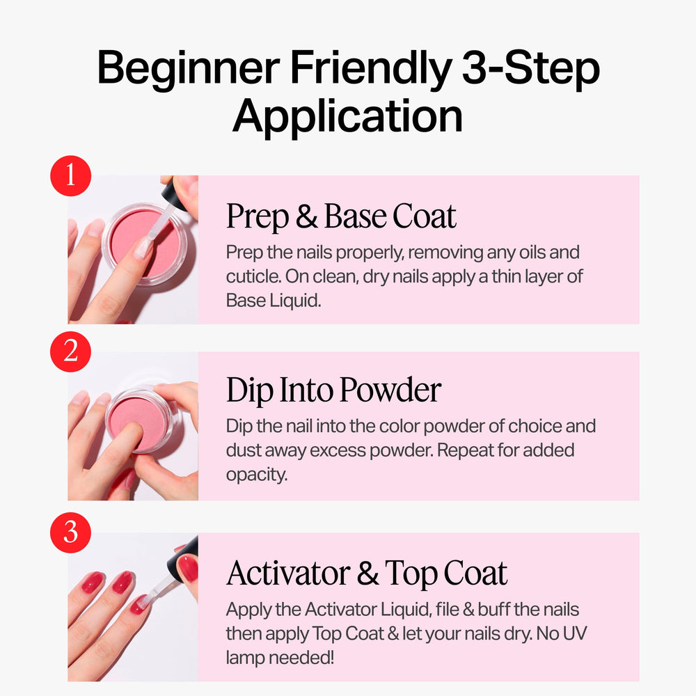 Nailboo beginner-friendly at-home dip application setup for DIY nails.