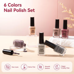 Nailshion Nude Grays red polish adds a bold accent to nails.