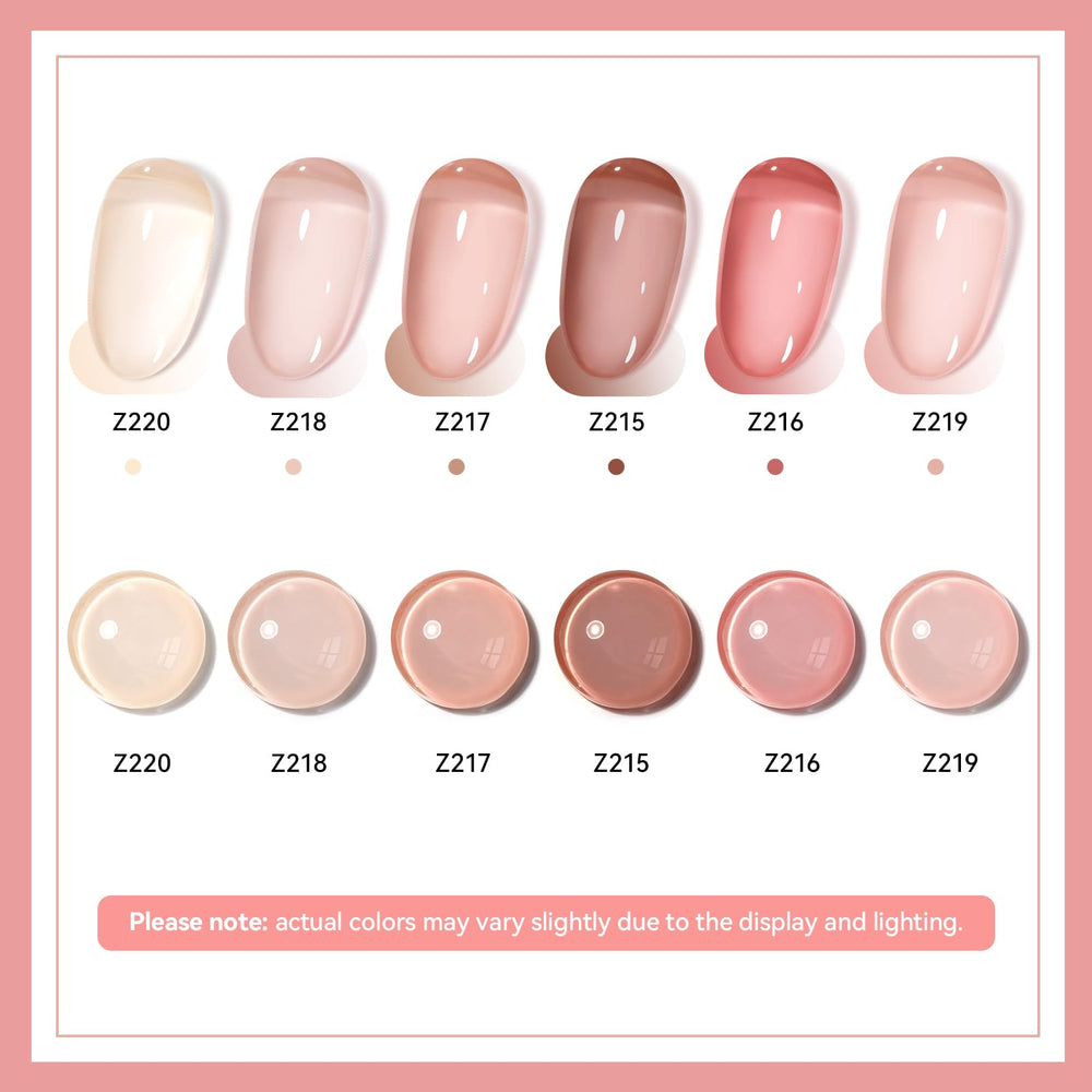 Nailshion Nude Set color swatches illustrate sheer to opaque options