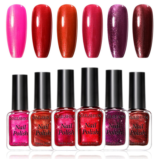 Nailshion Red Nail Polish Set with 6 colors for versatile Valentine’s Day looks