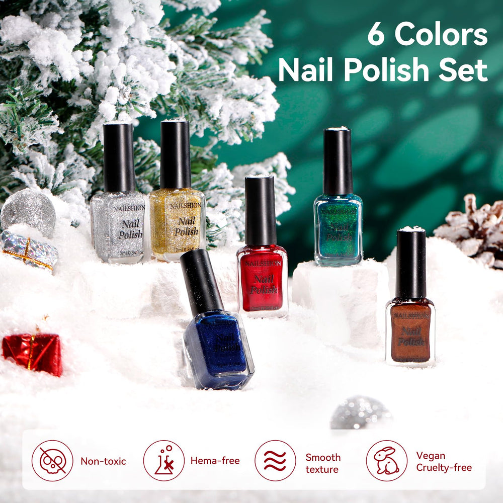 Nailshion sparkle gold nail polish for festive shimmer and coverage