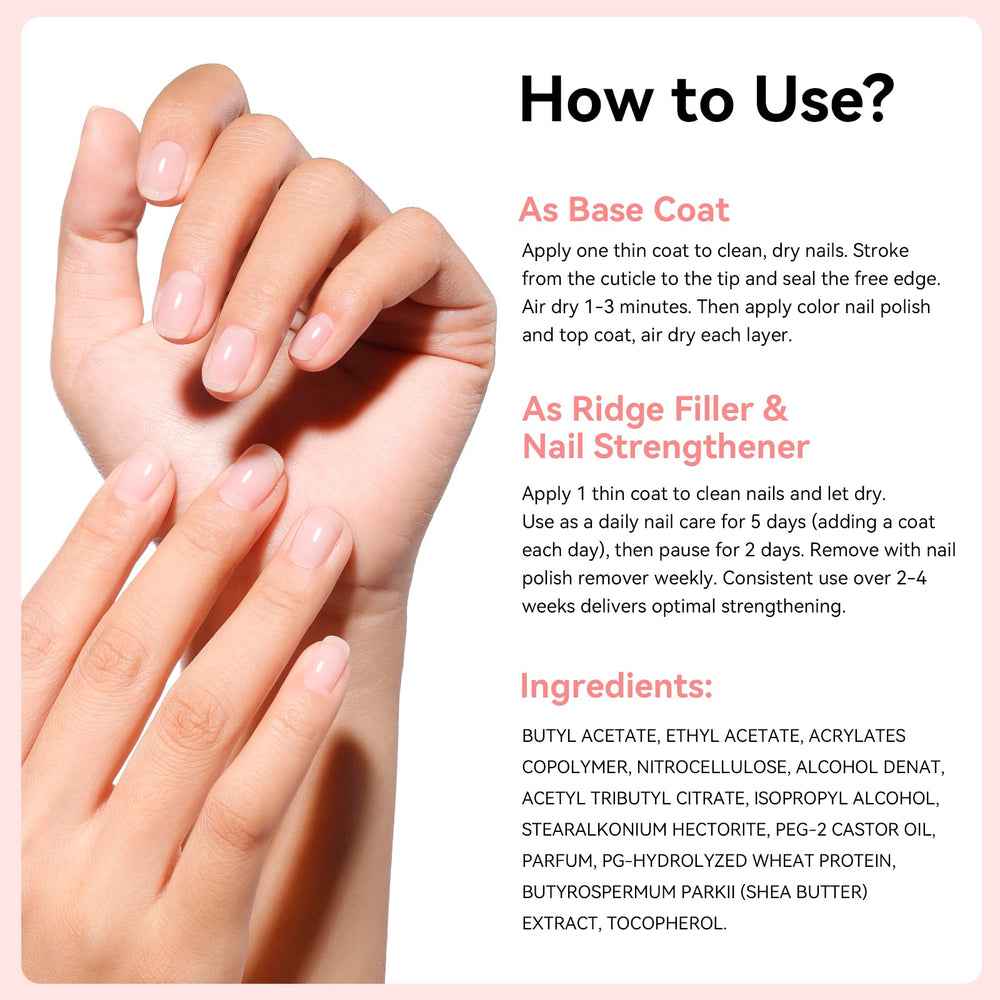 Nailshion Use Guide image shows steps for base coat and color