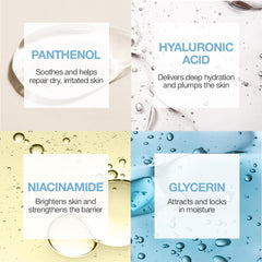 Naisture Hyaluronic Acid Face Mask being applied on the face for absorption.