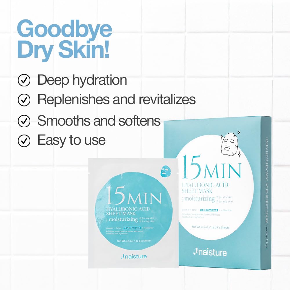 Naisture Hyaluronic Acid Face Mask panthenol and allantoin soothe skin.