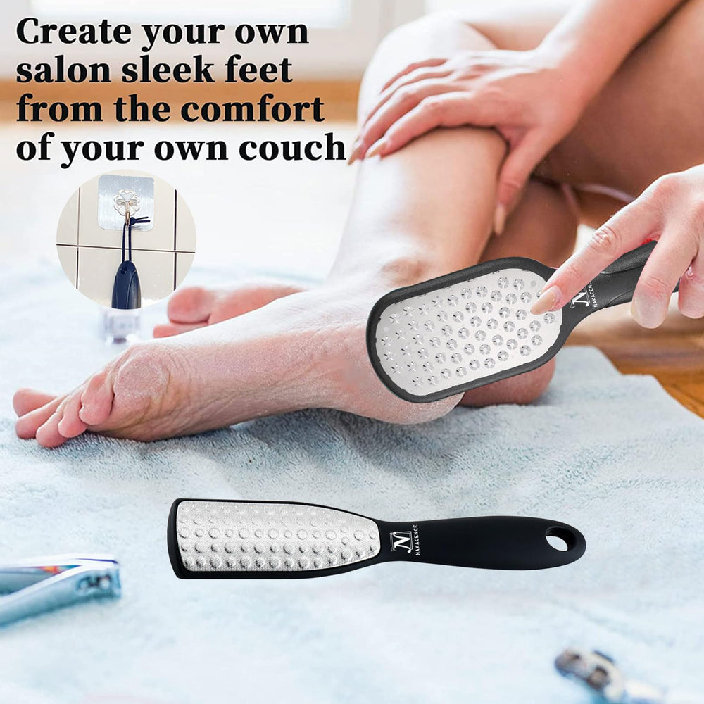 Nakacence pedicure foot scrubber grater for quick smoothing of rough skin.