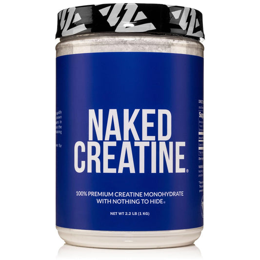 Front view of Naked Pure Creatine Monohydrate 1000g bulk container