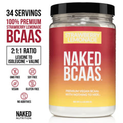 Close-up of BCAA powder scoop with Strawberry Lemonade flavor