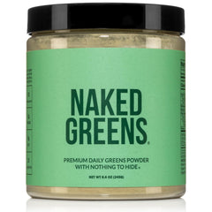 Naked Super Greens powder container with scoop