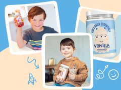 Vanilla flavor shake with serving suggestion and chocolate flavor option