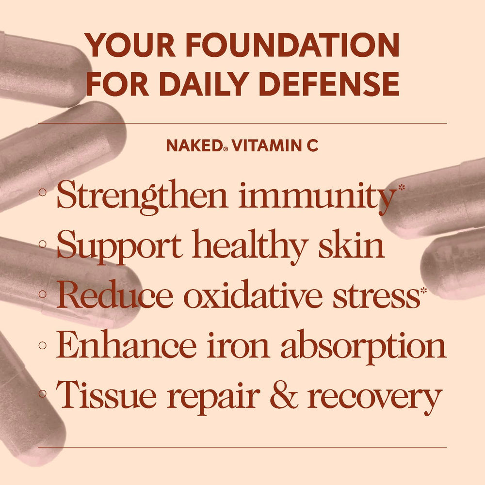 Graphic showing Vitamin C immune support and antioxidant benefits