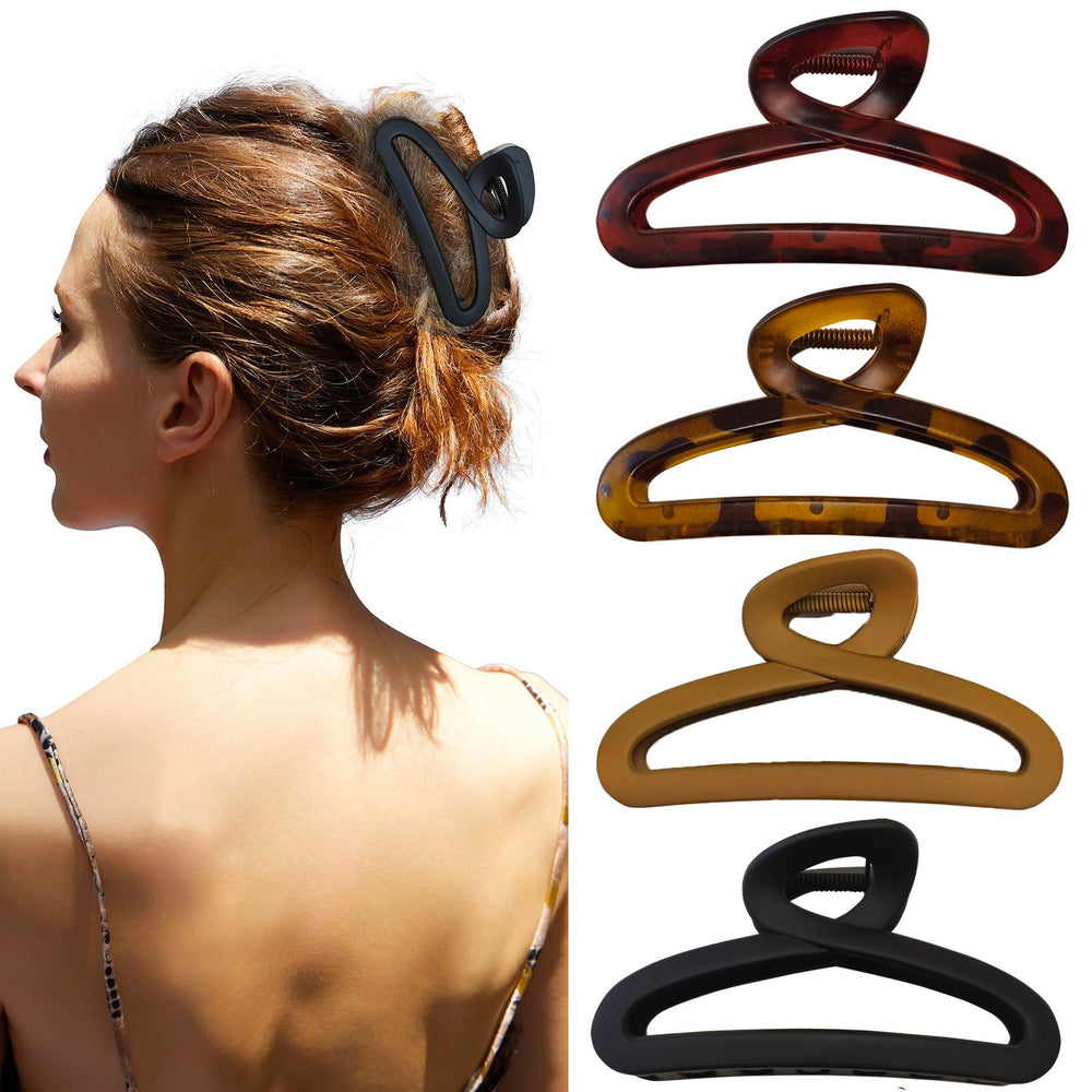 Nalodu Hair Claw Clip large 4.3-inch matte black securely grips thick hair.