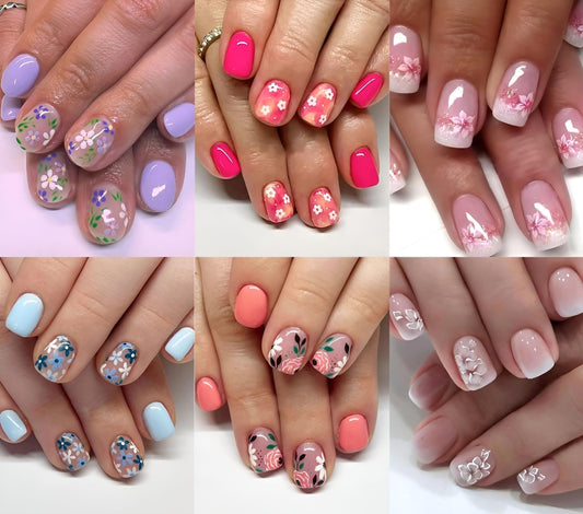 Namrec daisy design press-on nails in short square shape for quick glam