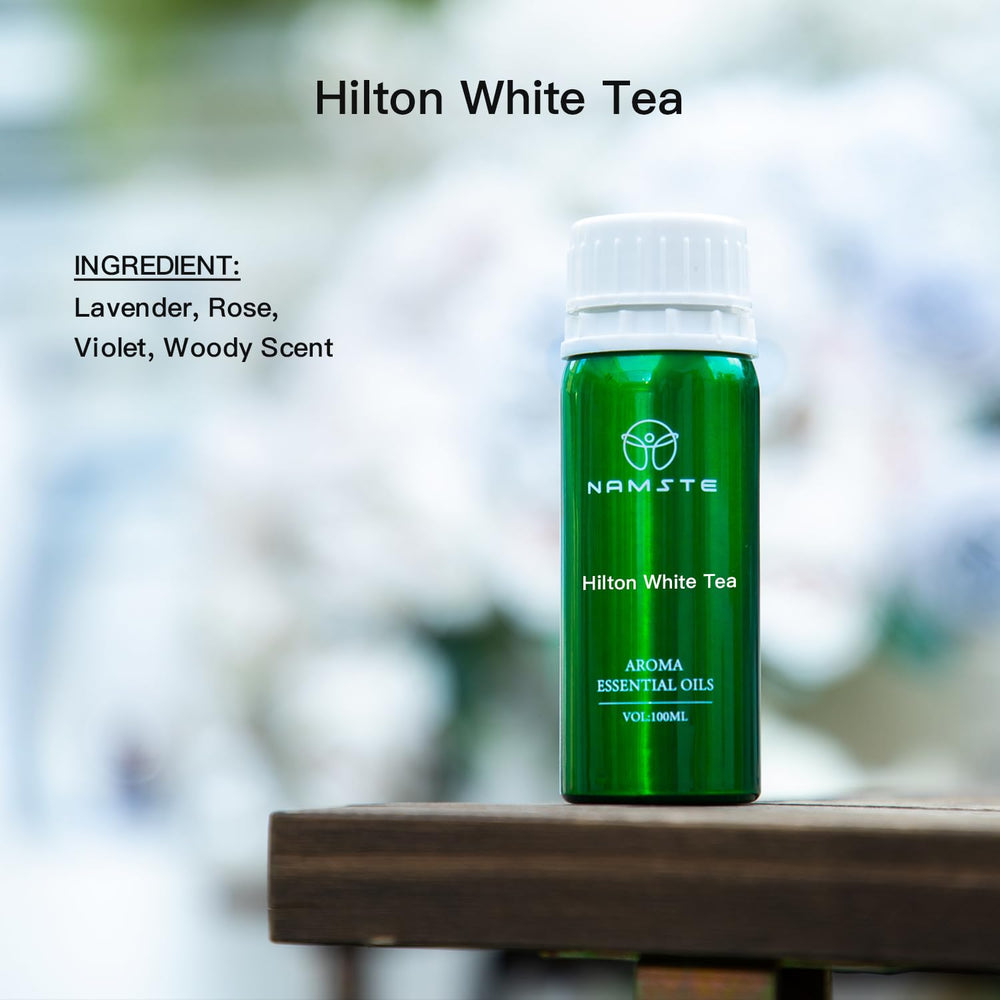 NAMSTE White Tea diffuser bedroom ambience showcasing hotel-inspired serenity at home