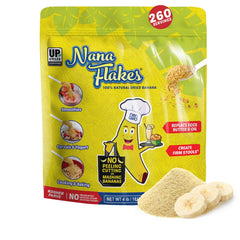 Nana Flakes banana powder in a resealable pouch