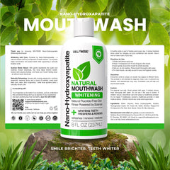 Family-friendly mouthwash bottle on bathroom counter