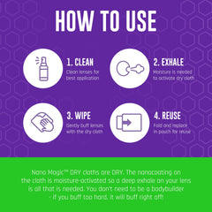 Application of Nano Magic anti-fog spray on lens