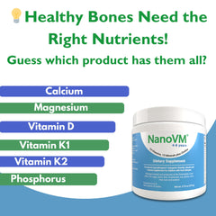 Nutrition facts and ingredients panel for NanoVM