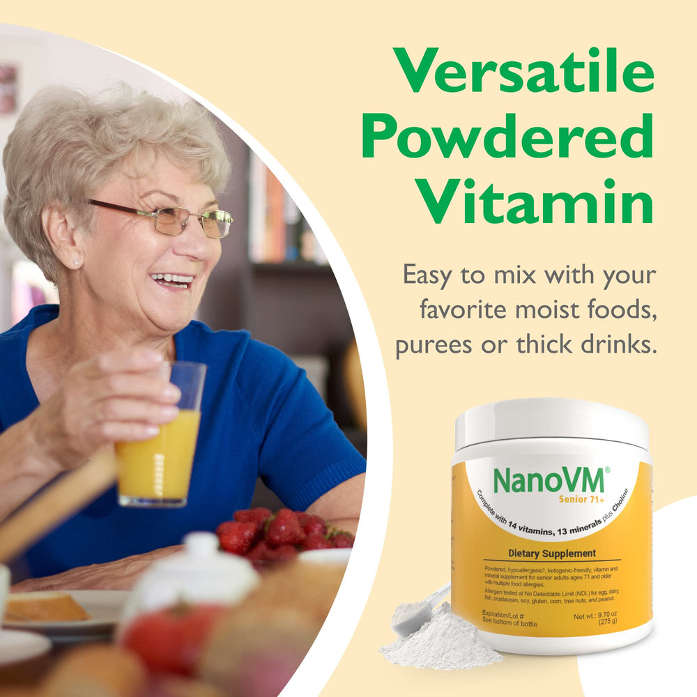 NanoVM Senior 71+ powder in a protein shake.